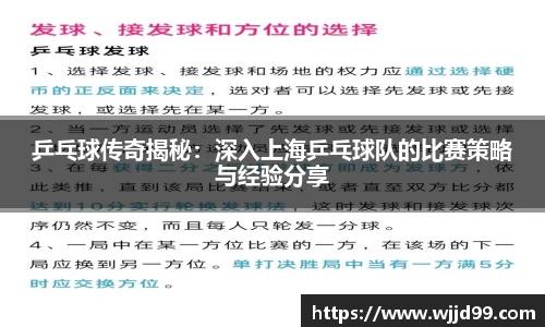乒乓球传奇揭秘：深入上海乒乓球队的比赛策略与经验分享